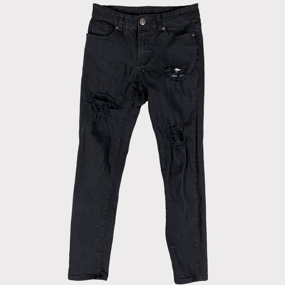Carbon Skinny Freedom Flex 28 x 30 Black Distressed Jeans